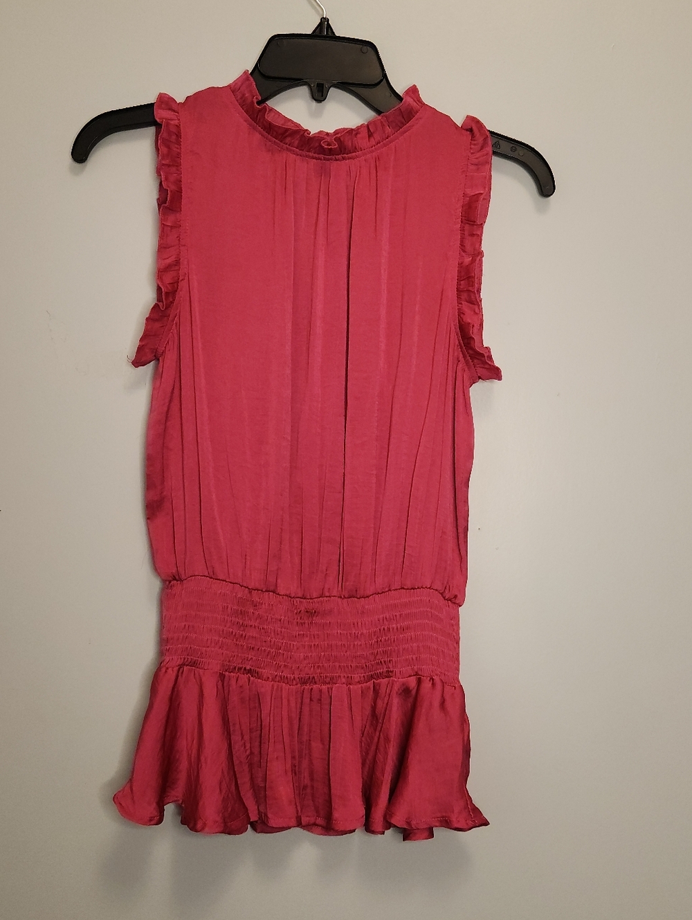 Glam Sleeveless Pink Ruffled Waist Top Size Small